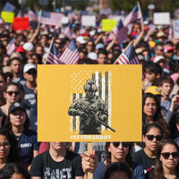 Send Barron Protest Sign Sarcastic Political American Flag Camo Soldier