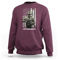Send Barron Sweatshirt Sarcastic Political American Flag Camo Soldier