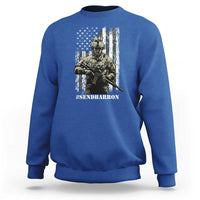 Send Barron Sweatshirt Sarcastic Political American Flag Camo Soldier