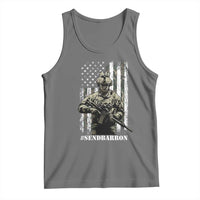 Send Barron Tank Top Sarcastic Political American Flag Camo Soldier