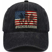 Send Barron Washed Cotton Baseball Cap Vintage American Flag Soldier Hashtag Internet Meme