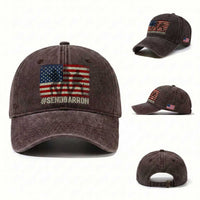 Send Barron Washed Cotton Baseball Cap Vintage American Flag Soldier Hashtag Internet Meme