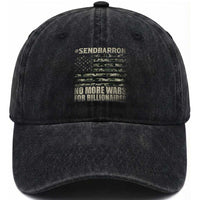 Send Barron Washed Cotton Baseball Cap Vintage American Flag Camo Soldier Hashtag Meme