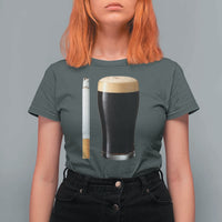 Irish Shamrock Beer Smoking Pub Drinking Humor T Shirt For Women