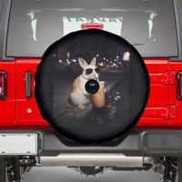 Funny Bunny Drinking Iced Coffee Spare Tire Cover Animal Meme Viral Internet