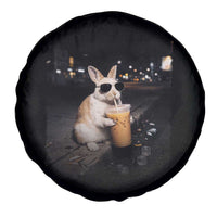 Funny Bunny Drinking Iced Coffee Spare Tire Cover Animal Meme Viral Internet