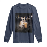 Funny Bunny Drinking Iced Coffee Long Sleeve Shirt Animal Meme Viral Internet