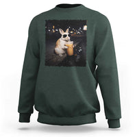 Funny Bunny Drinking Iced Coffee Sweatshirt Animal Meme Viral Internet
