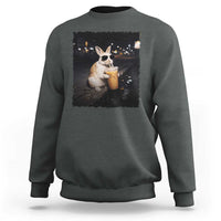 Funny Bunny Drinking Iced Coffee Sweatshirt Animal Meme Viral Internet