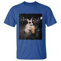 Funny Bunny Drinking Iced Coffee T Shirt Animal Meme Viral Internet