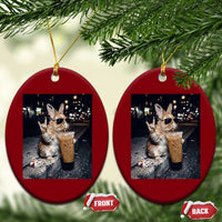 Funny Bunny Drinking Diet Coke Ceramic Ornament Vintage 90s Graphic Meme
