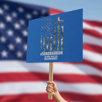 Send Barron Protest Sign Vintage American Flag Camo Hashtag Protest Meme