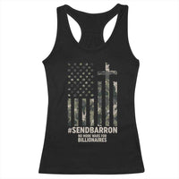 Send Barron Racerback Tank Top Vintage American Flag Camo Hashtag Protest Meme