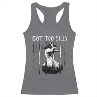Got Too Silly Goose Meme Racerback Tank Top Funny Cowboy Goose Jailbird Prison
