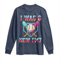 I Was 6 Now I'm 7 Long Sleeve Shirt Baseball Ice Cream Drip Number 67 Player 67th Birthday