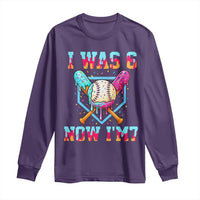I Was 6 Now I'm 7 Long Sleeve Shirt Baseball Ice Cream Drip Number 67 Player 67th Birthday
