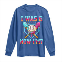 I Was 6 Now I'm 7 Long Sleeve Shirt Baseball Ice Cream Drip Number 67 Player 67th Birthday