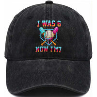 I Was 6 Now I'm 7 Washed Cotton Baseball Cap Baseball Ice Cream Drip Number 67 Player 67th Birthday