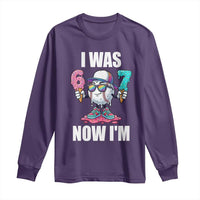 I Was 6 Now I'm 7 Long Sleeve Shirt Baseball Ice Cream Drip Number 67 Player