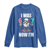I Was 6 Now I'm 7 Long Sleeve Shirt Baseball Ice Cream Drip Number 67 Player