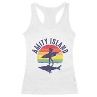 Amity Island Racerback Tank Top Retro Surfing Board Humor - Wonder Print Shop