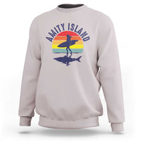 Amity Island Sweatshirt Retro Surfing Board Humor - Wonder Print Shop