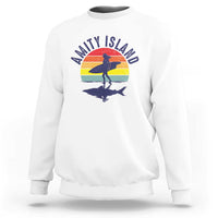Amity Island Sweatshirt Retro Surfing Board Humor - Wonder Print Shop