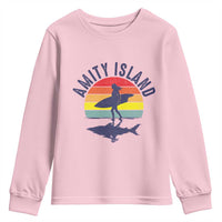 Amity Island Youth Sweatshirt Retro Surfing Board Humor - Wonder Print Shop