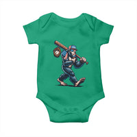 Funny Bigfoot Baseball Baby Onesie Sasquatch American Flag Ice Cream - Wonder Print Shop