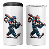 Funny Bigfoot Baseball 4 in 1 Can Cooler Tumbler Sasquatch American Flag Ice Cream
