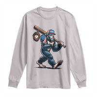 Funny Bigfoot Baseball Long Sleeve Shirt Sasquatch American Flag Ice Cream - Wonder Print Shop