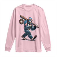 Funny Bigfoot Baseball Long Sleeve Shirt Sasquatch American Flag Ice Cream - Wonder Print Shop
