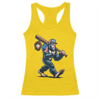 Funny Bigfoot Baseball Racerback Tank Top Sasquatch American Flag Ice Cream - Wonder Print Shop