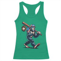 Funny Bigfoot Baseball Racerback Tank Top Sasquatch American Flag Ice Cream - Wonder Print Shop