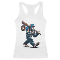 Funny Bigfoot Baseball Racerback Tank Top Sasquatch American Flag Ice Cream - Wonder Print Shop