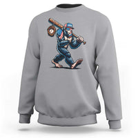 Funny Bigfoot Baseball Sweatshirt Sasquatch American Flag Ice Cream - Wonder Print Shop