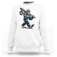 Funny Bigfoot Baseball Sweatshirt Sasquatch American Flag Ice Cream - Wonder Print Shop