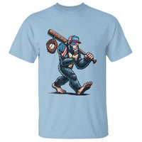 Funny Bigfoot Baseball T Shirt Sasquatch American Flag Ice Cream - Wonder Print Shop
