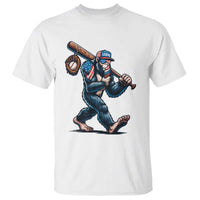 Funny Bigfoot Baseball T Shirt Sasquatch American Flag Ice Cream - Wonder Print Shop