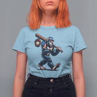 Funny Bigfoot Baseball T Shirt For Women Sasquatch American Flag Ice Cream - Wonder Print Shop