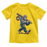 Funny Bigfoot Baseball Toddler T Shirt Sasquatch American Flag Ice Cream - Wonder Print Shop