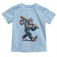 Funny Bigfoot Baseball Toddler T Shirt Sasquatch American Flag Ice Cream - Wonder Print Shop