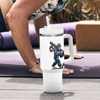 Funny Bigfoot Baseball Tumbler With Handle Sasquatch American Flag Ice Cream