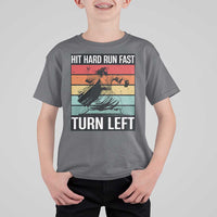 Hit Hard Run Fast Turn Left T Shirt For Kid Funny Jesus Baseball Player - Wonder Print Shop