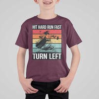 Hit Hard Run Fast Turn Left T Shirt For Kid Funny Jesus Baseball Player - Wonder Print Shop