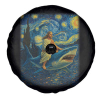 Jesus Shark Stary Night Spare Tire Cover Artist Van Gogh Christian - Wonder Print Shop