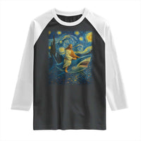 Jesus Shark Stary Night Raglan Shirt Artist Van Gogh Christian - Wonder Print Shop