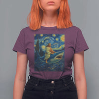 Jesus Shark Stary Night T Shirt For Women Artist Van Gogh Christian - Wonder Print Shop