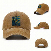 Jesus Shark Stary Night Washed Cotton Baseball Cap Artist Van Gogh Christian
