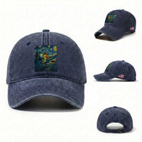 Jesus Shark Stary Night Washed Cotton Baseball Cap Artist Van Gogh Christian
